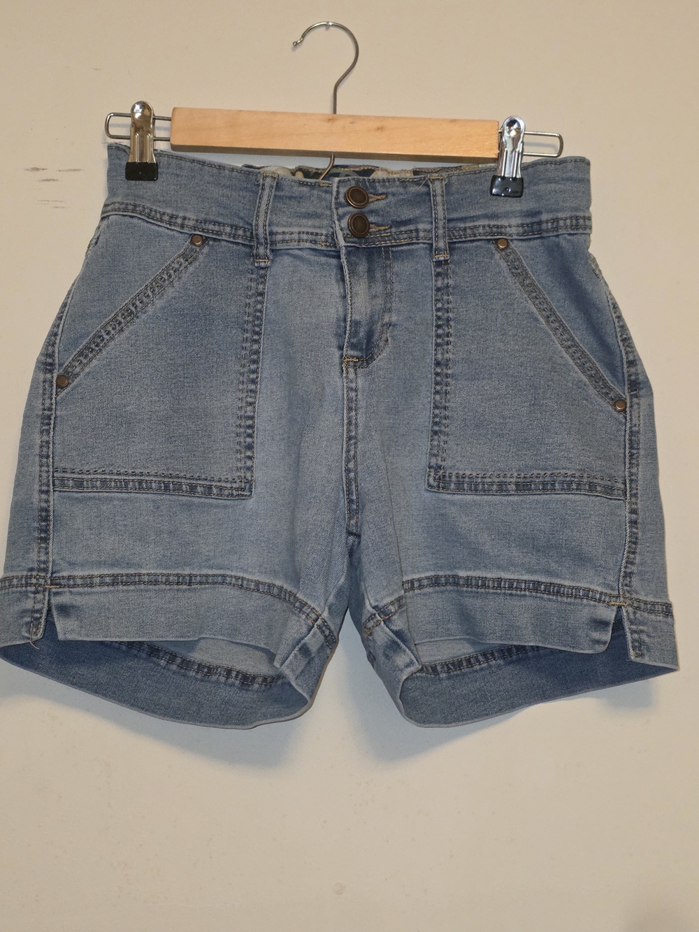 Maurices Light Blue Denim Utility Shorts